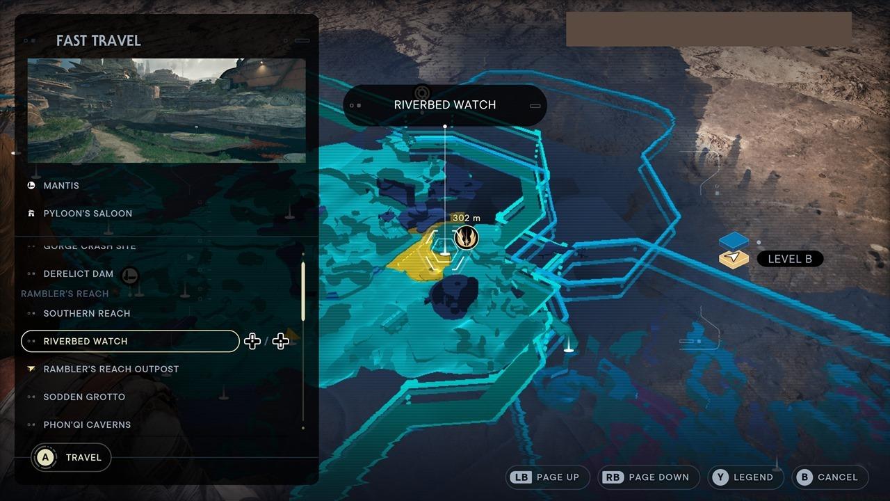 Fast travel locations are shown on the left-hand side of the screen.