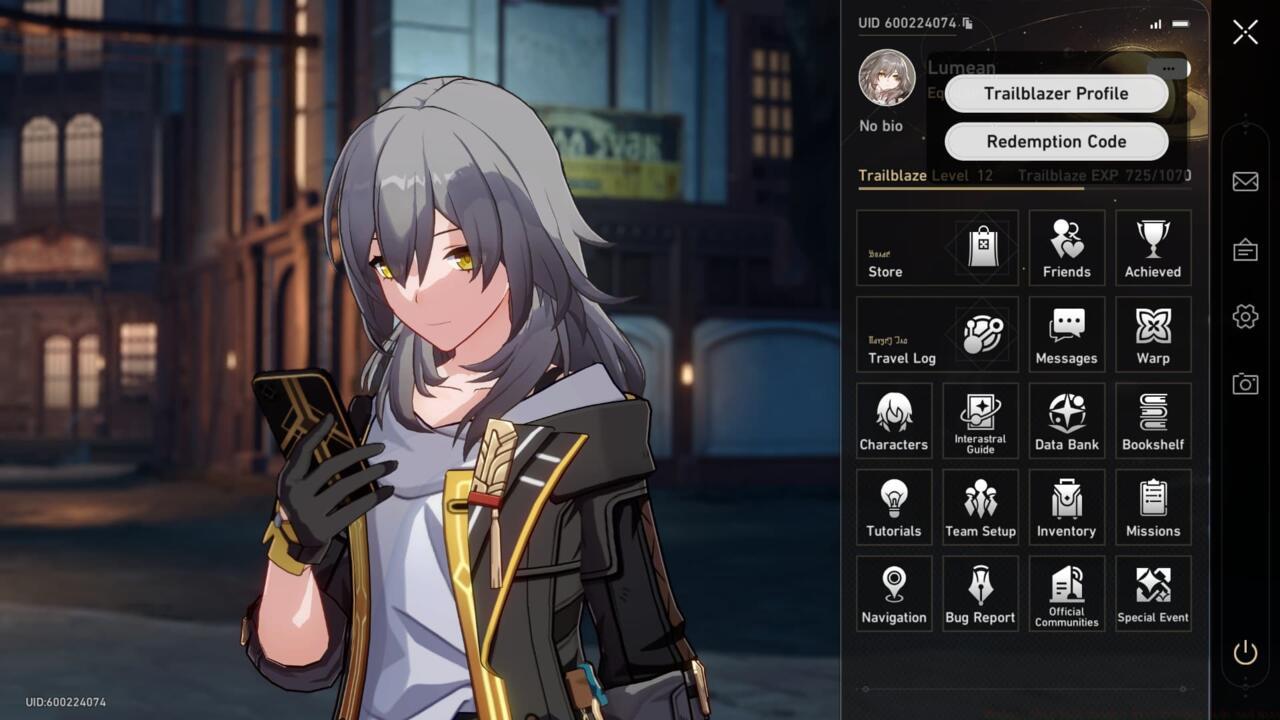 The in-game tactical interface for code redemption