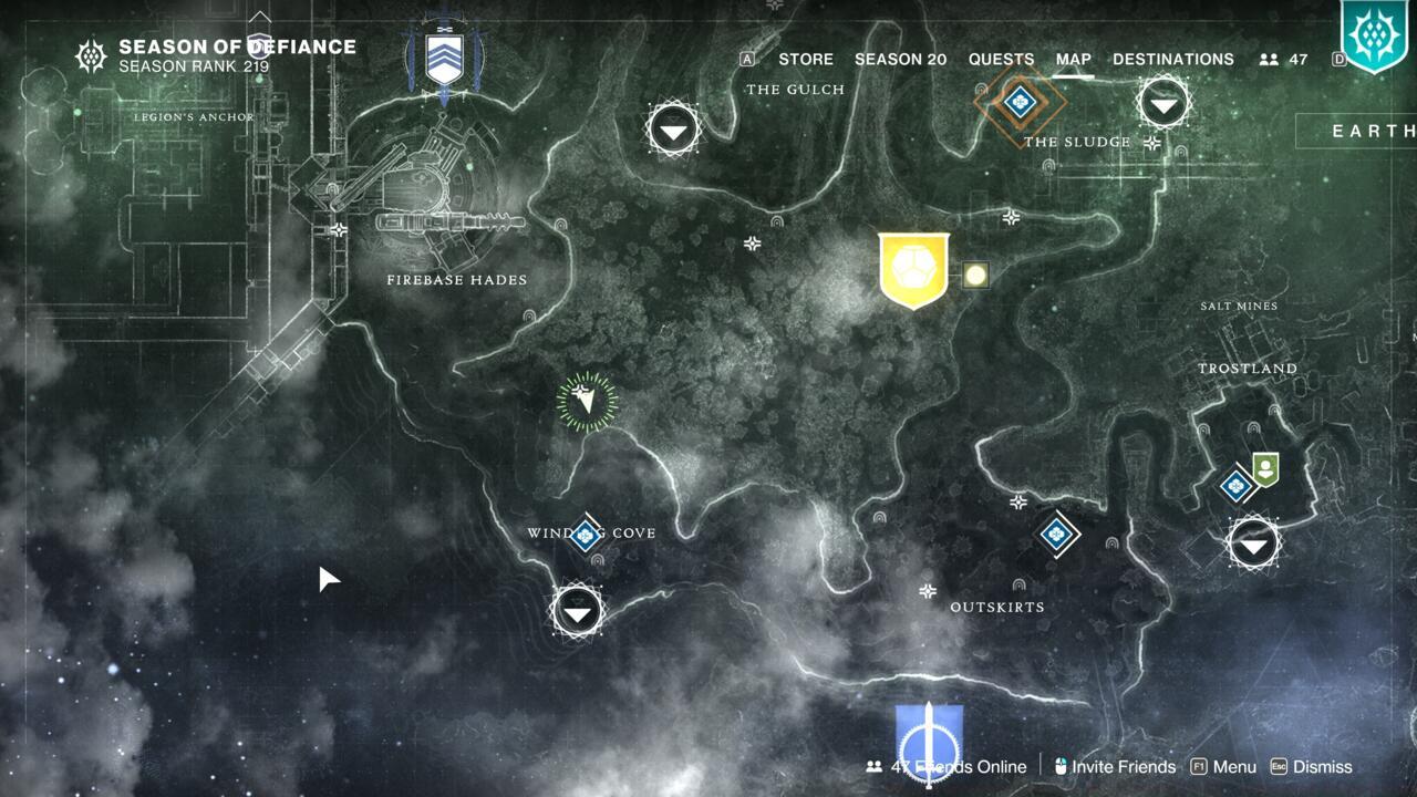 Xur's location on the EDZ
