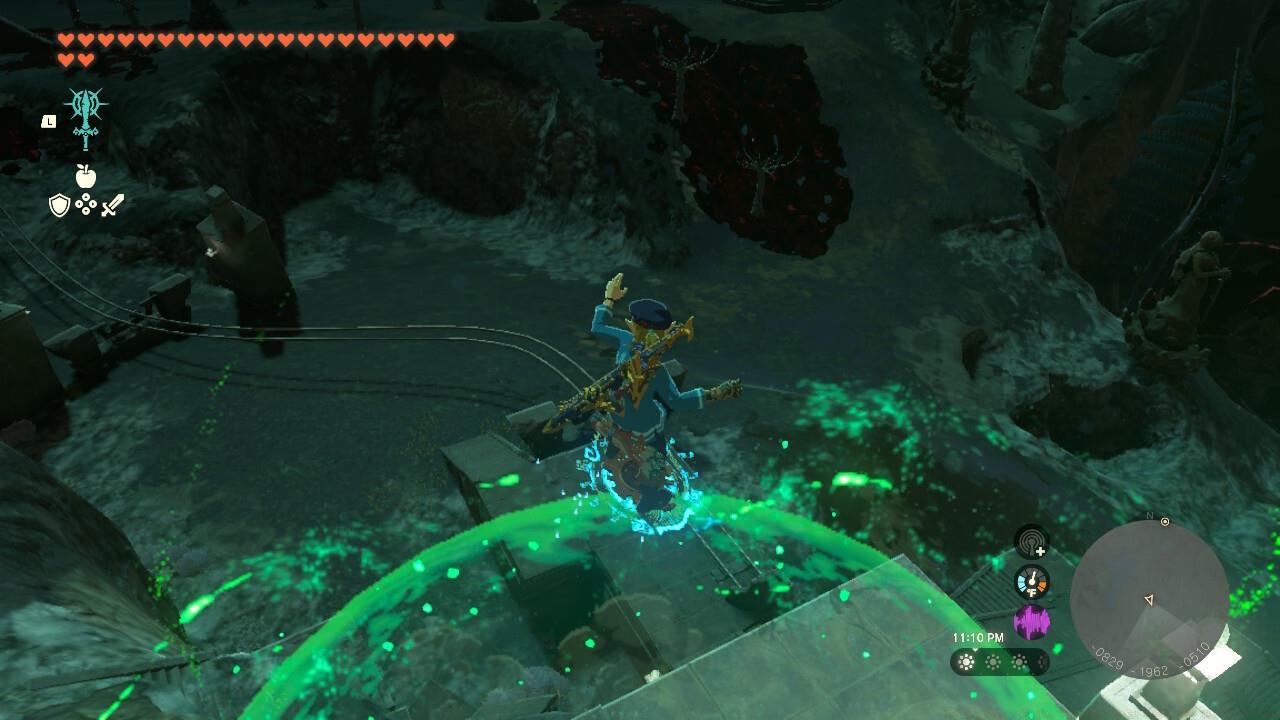 Time Bombs and Springs launch you instantly. You can follow this by drawing your bow to slow down time while in mid-air.