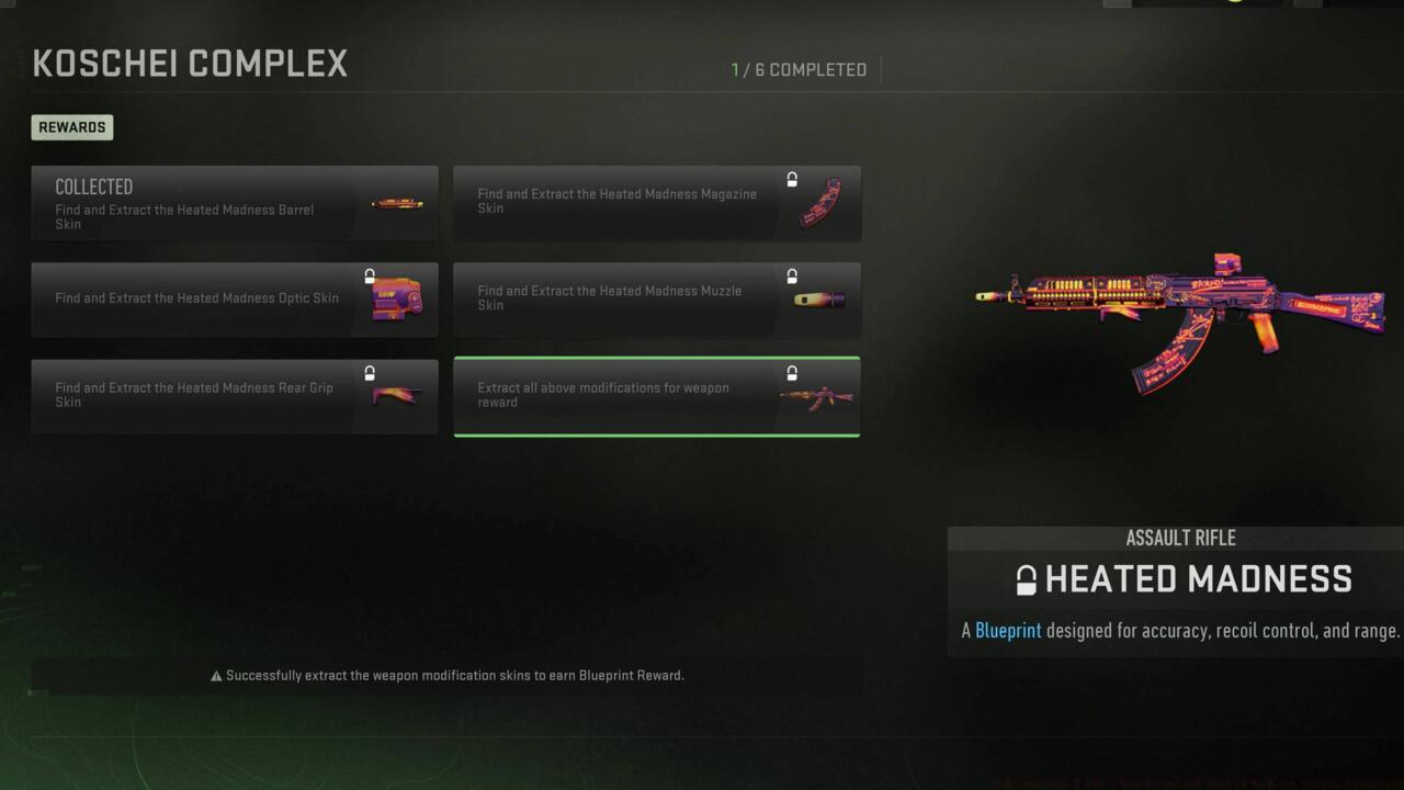 Heated Madness weapon blueprint challenge