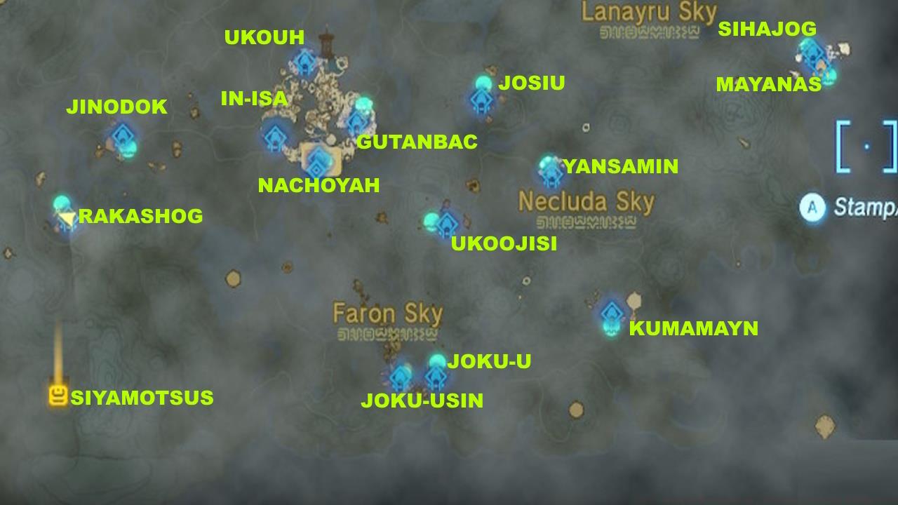 Shrine map: South Sky World.