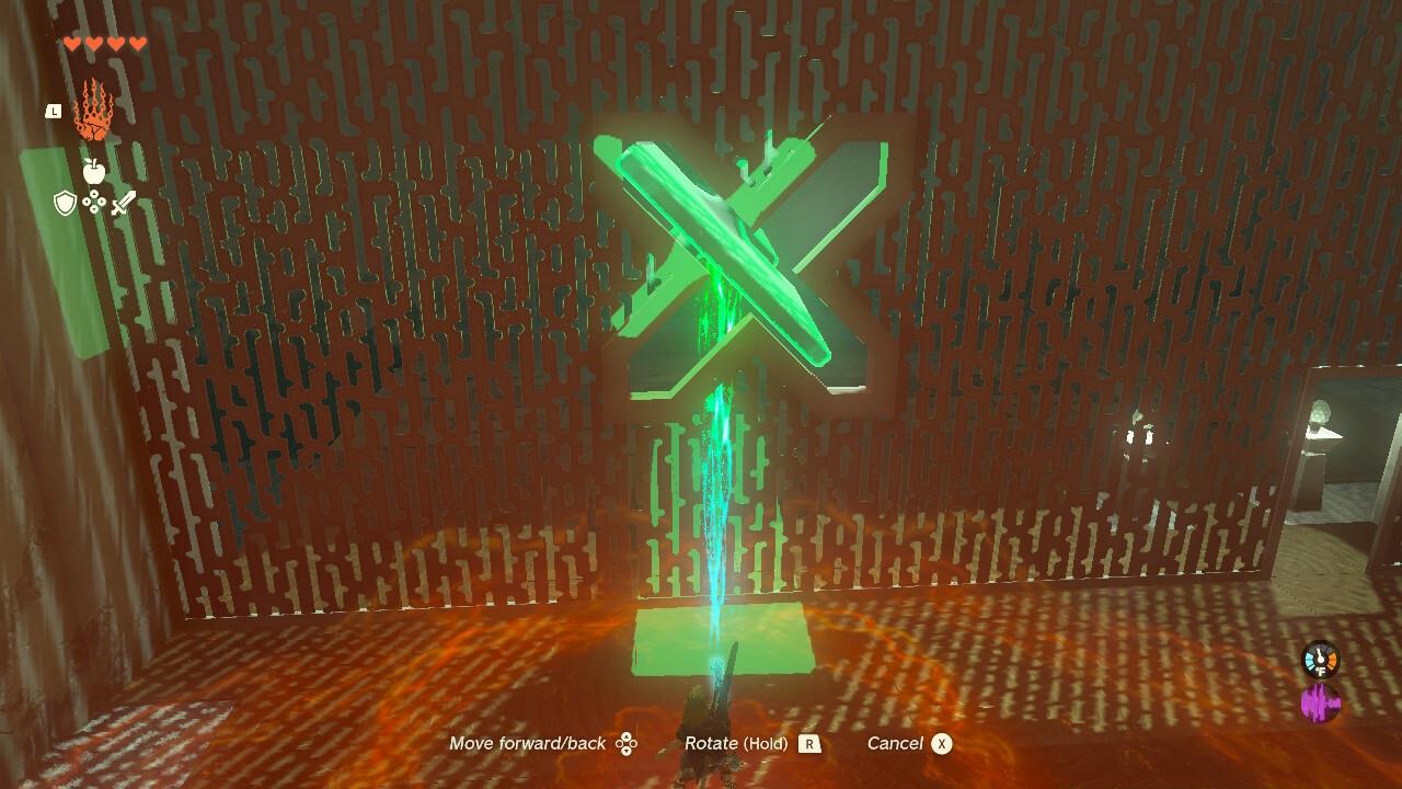 Fit the X-shaped object through the--you guessed it--X-shaped hole in the wall.