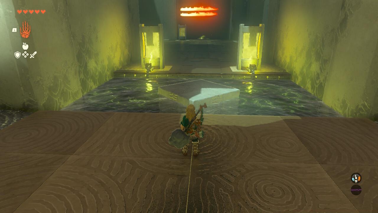 Place the cube in the water and use it to get across.