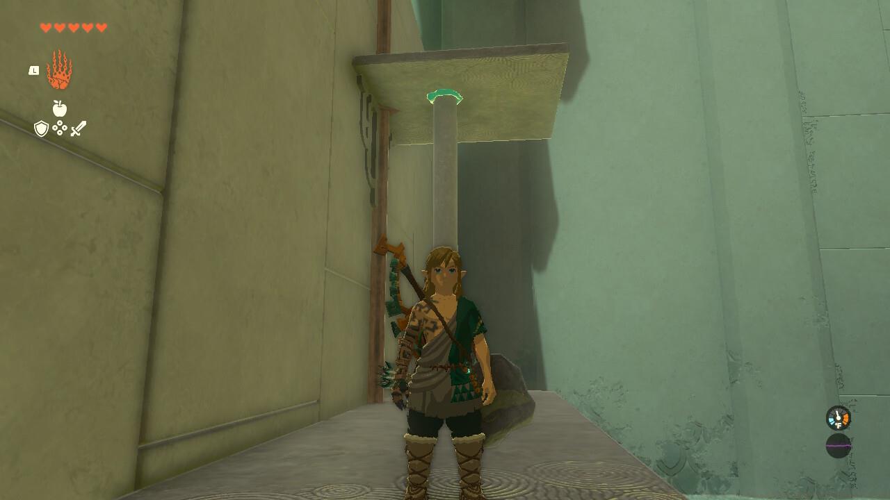 Once the plank is attached, raise the platform up with your Ultrahand and then use your Ascend and Rewind ability to get to the top.