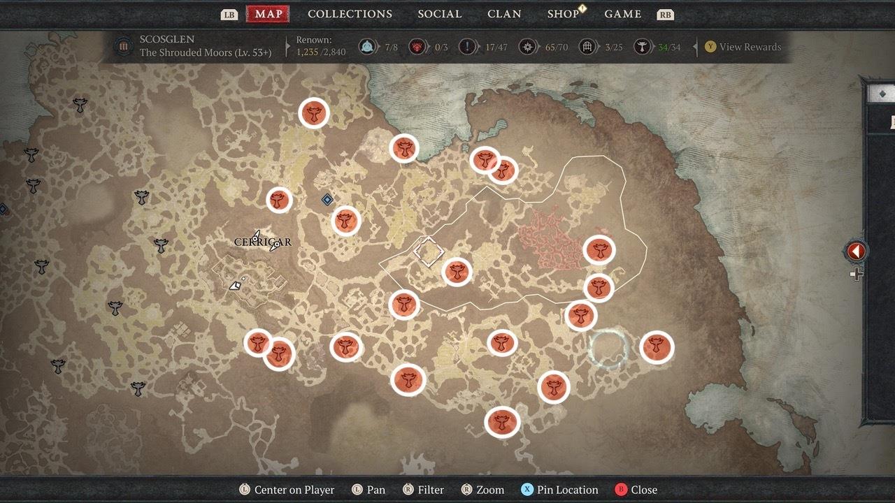 There are 19 Altars of Lilith location in the eastern part of Scosglen.