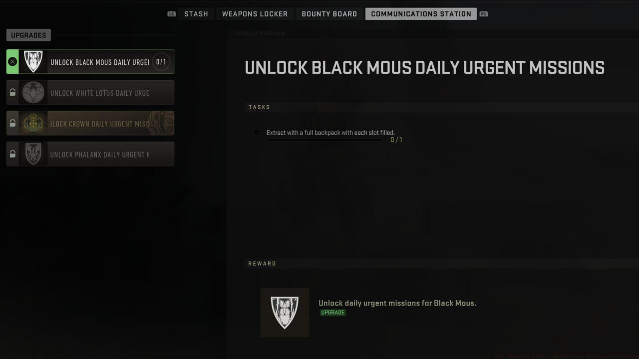 DMZ's Communication Station menu