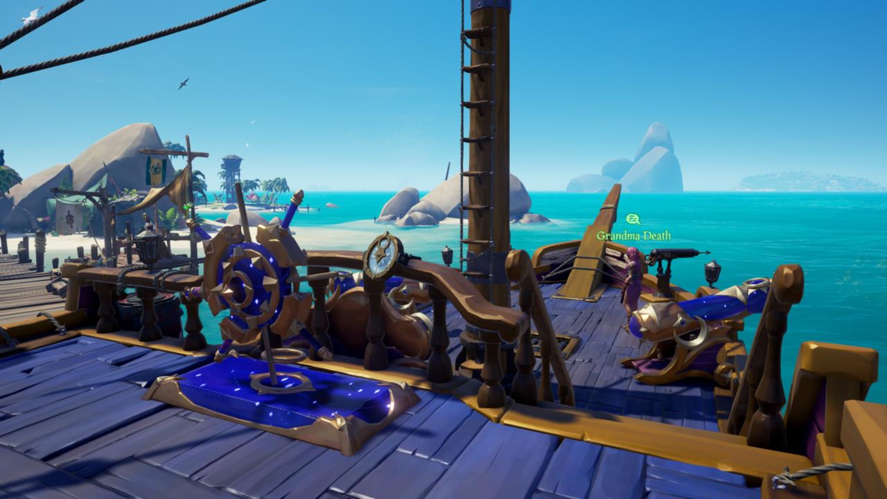 With the enchanted compass, sail to Port Merrick