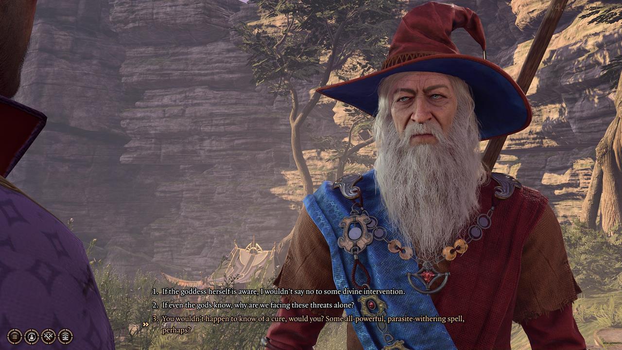 Elminster delivers critical narrative revelations to Gale.