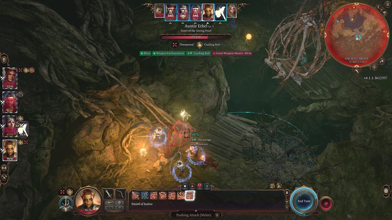 Having a spellcaster take out the clones helps you corner Auntie Ethel with your melee warriors.