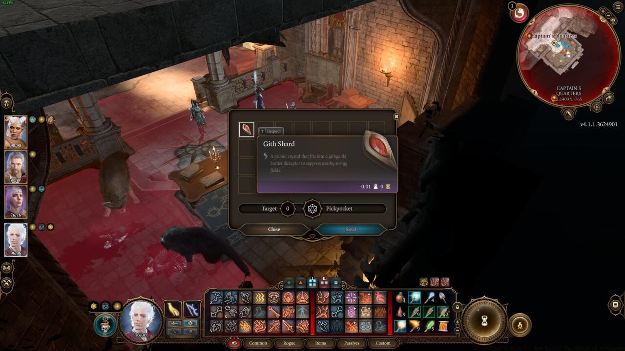 The Gith Shard opens the barrier in the Captain's Quarters.