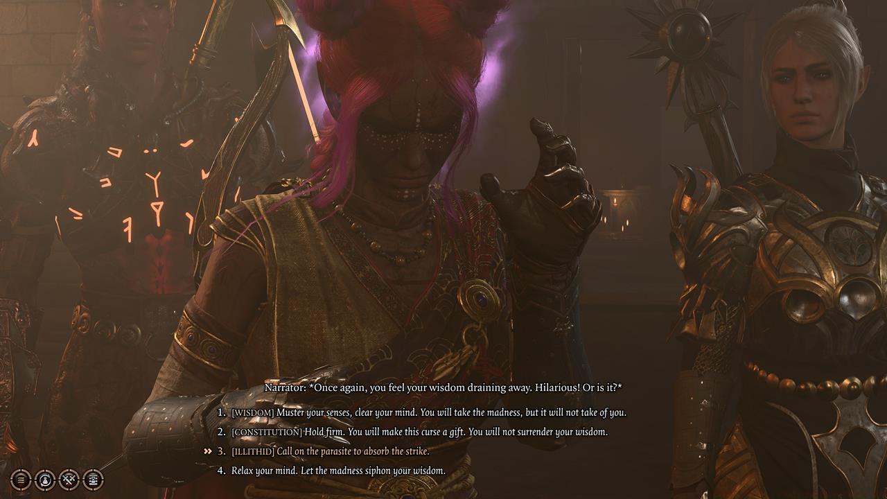 You need to pass two checks to prevent yourself from losing 2 Wisdom points.