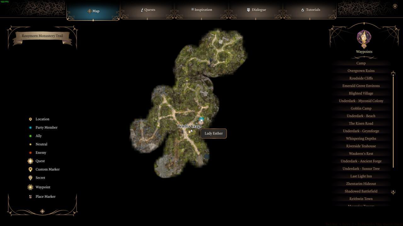 The location of Lady Esther in the mountain pass. 