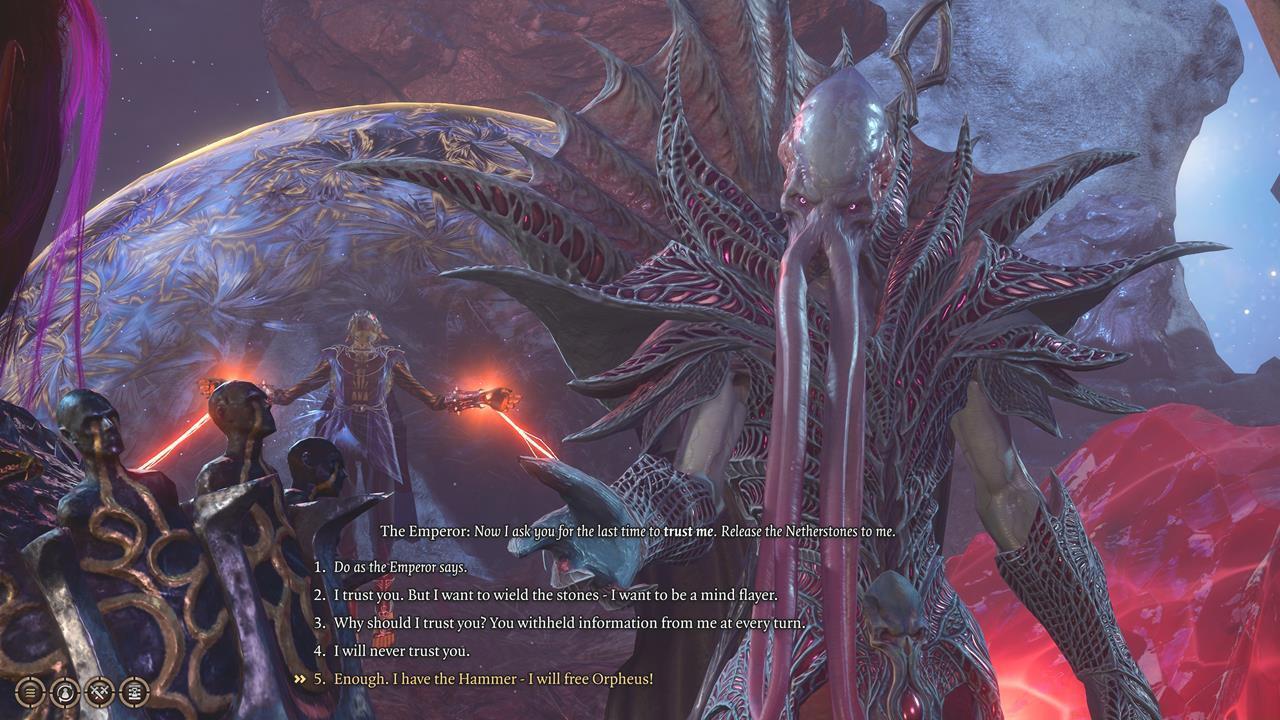 Talk to the Emperor to make an important decision: who gets to have floppy tentacles?