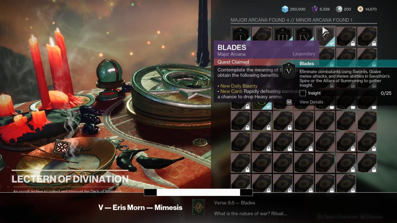 Major Arcana cards require you to complete a quest in order to fully unlock them.