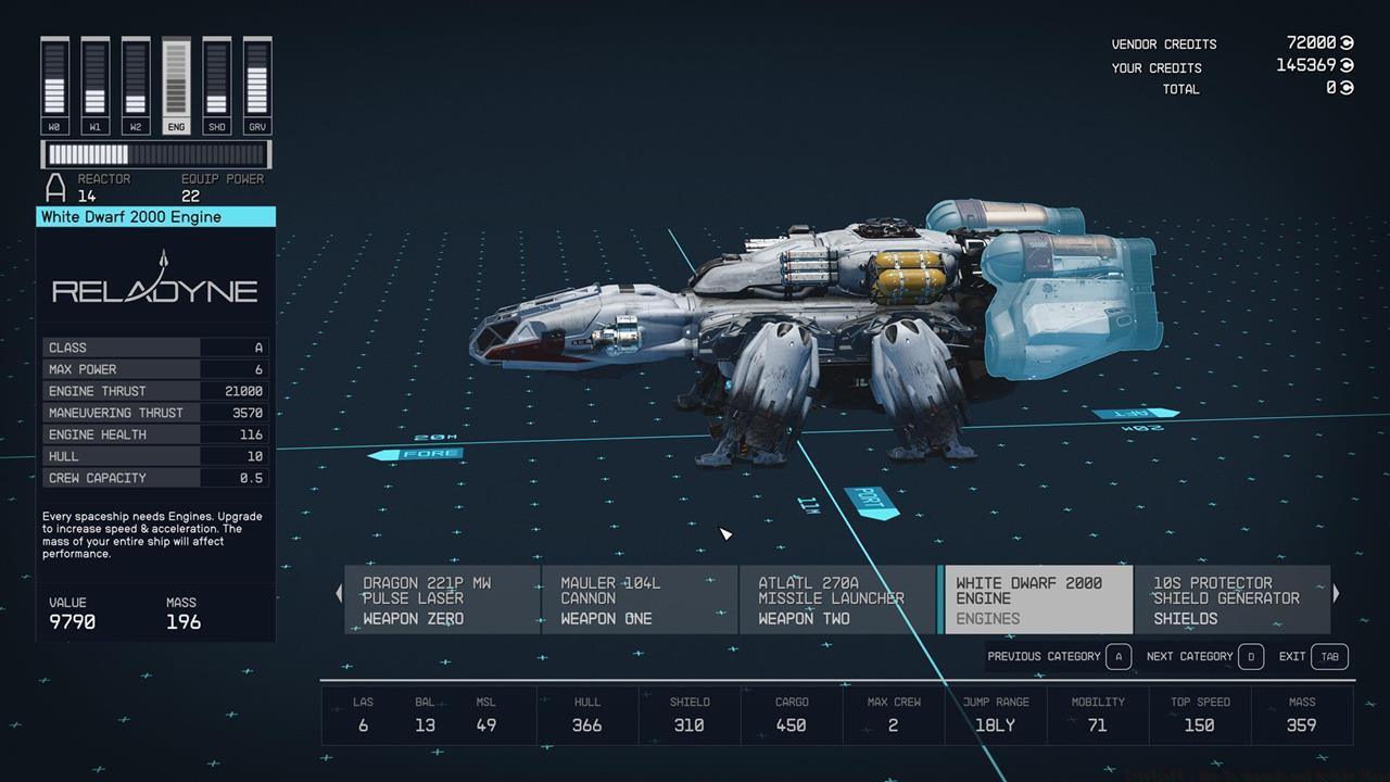 The ship upgrade function is fairly limited, but you can get everything sorted out quickly.