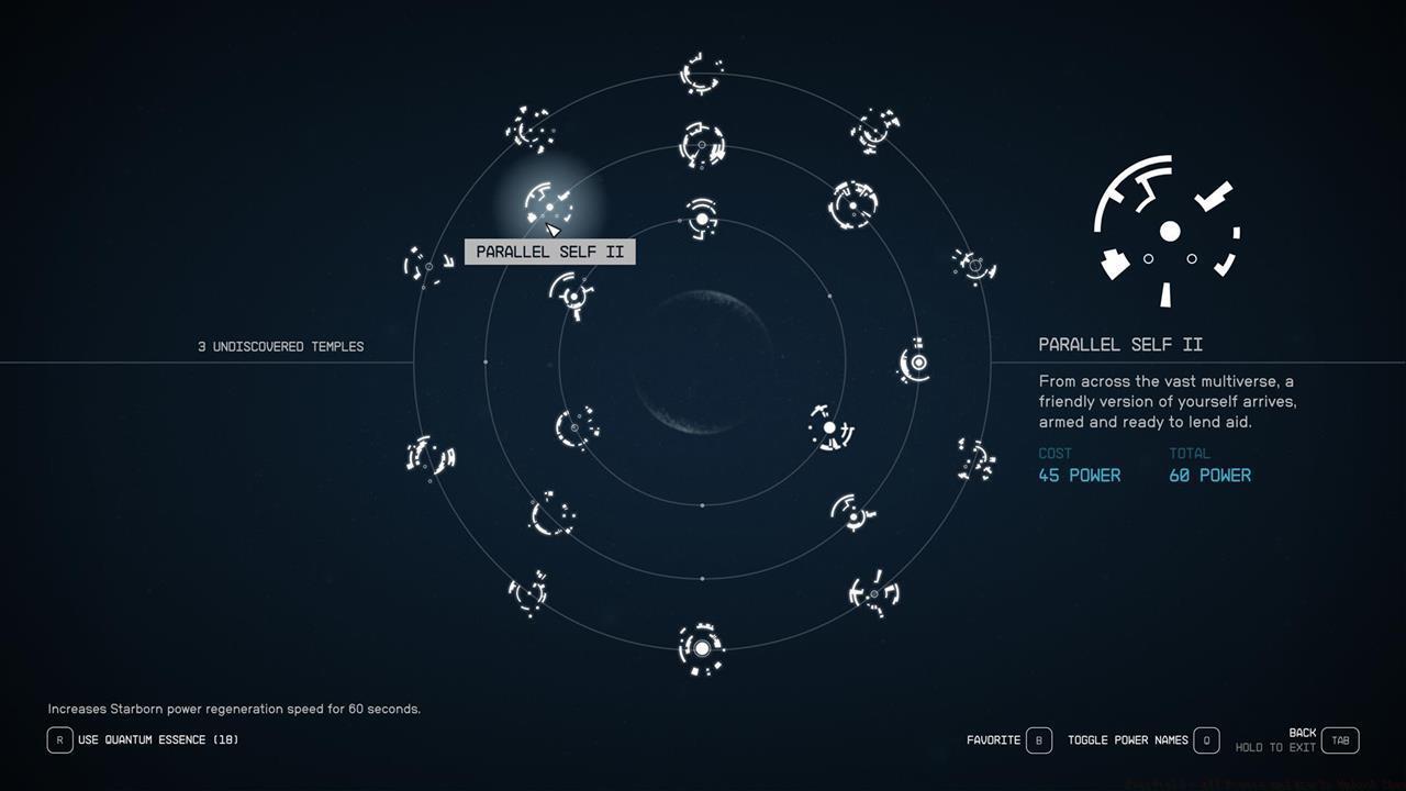 You can select powers from an interface.