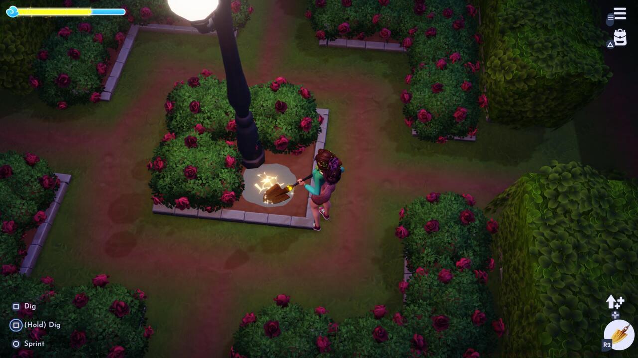 One of the key pieces can be dug up near the rose bushes.