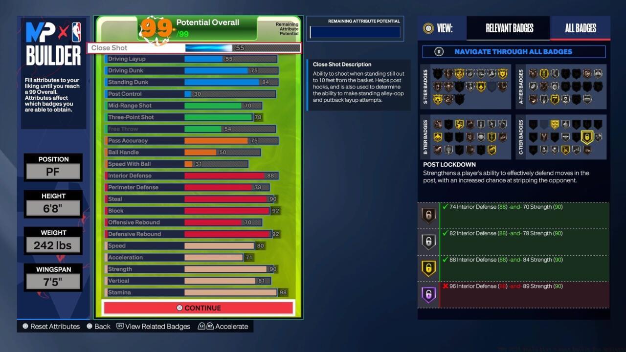 Focus on these stats for a 2-Way 3pt Threat Power Forward.