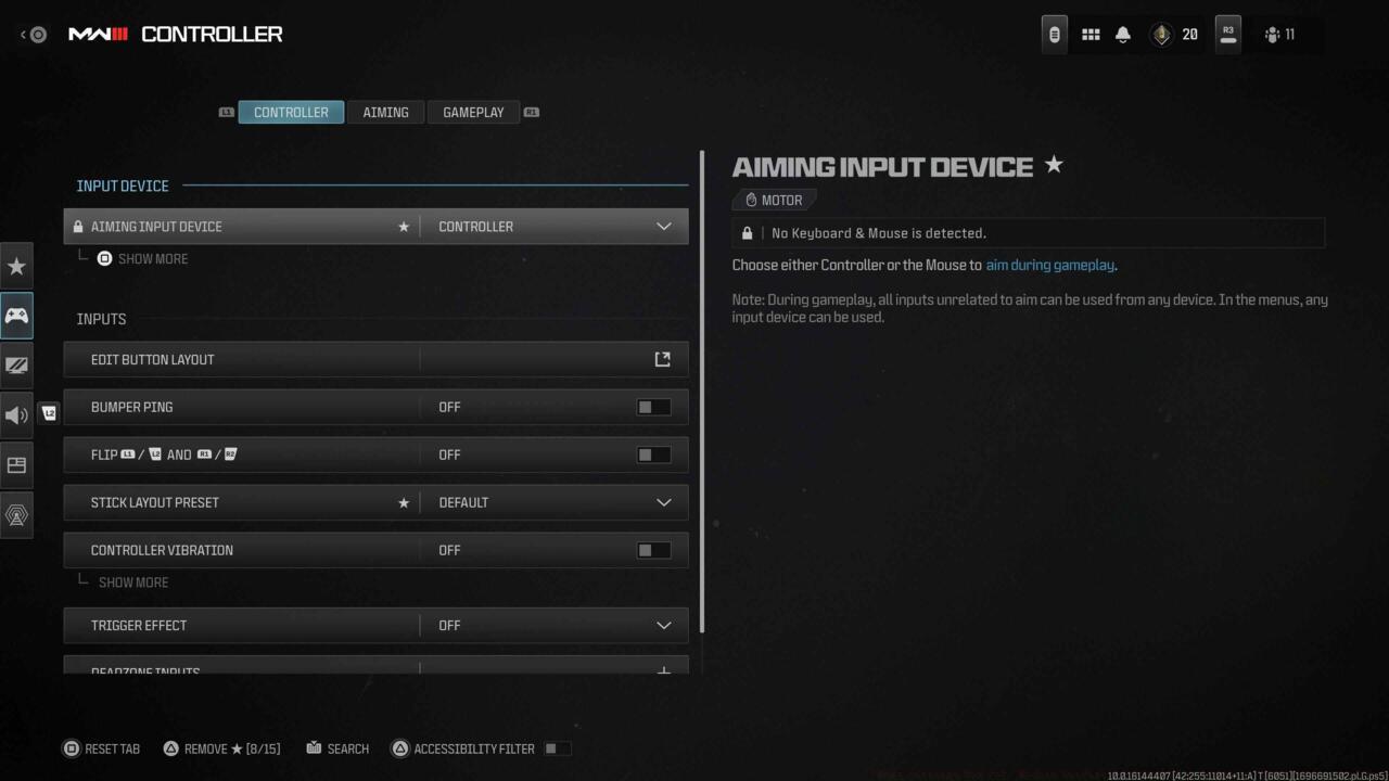MW3 controller settings