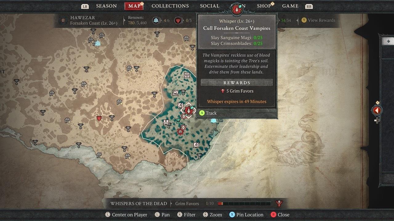 The Blood Harvest Whispers will have you save villagers, kill a specific kind of enemy, and kill Blood Seekers.