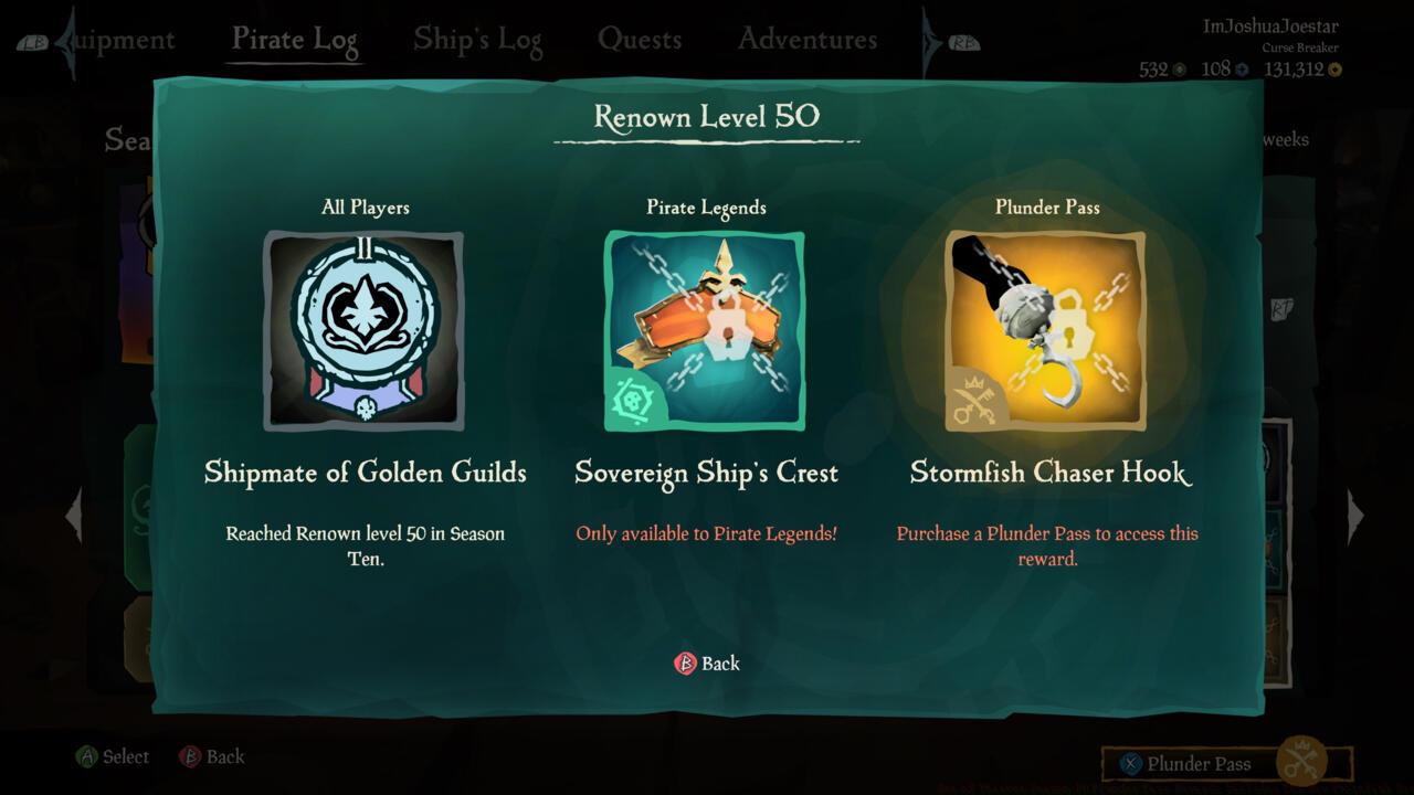 Shipmate of Golden Guilds - Sovereign Ship's Crest (Pirate Legend) - Stormfish Chaser Hook (Plunder Pass)