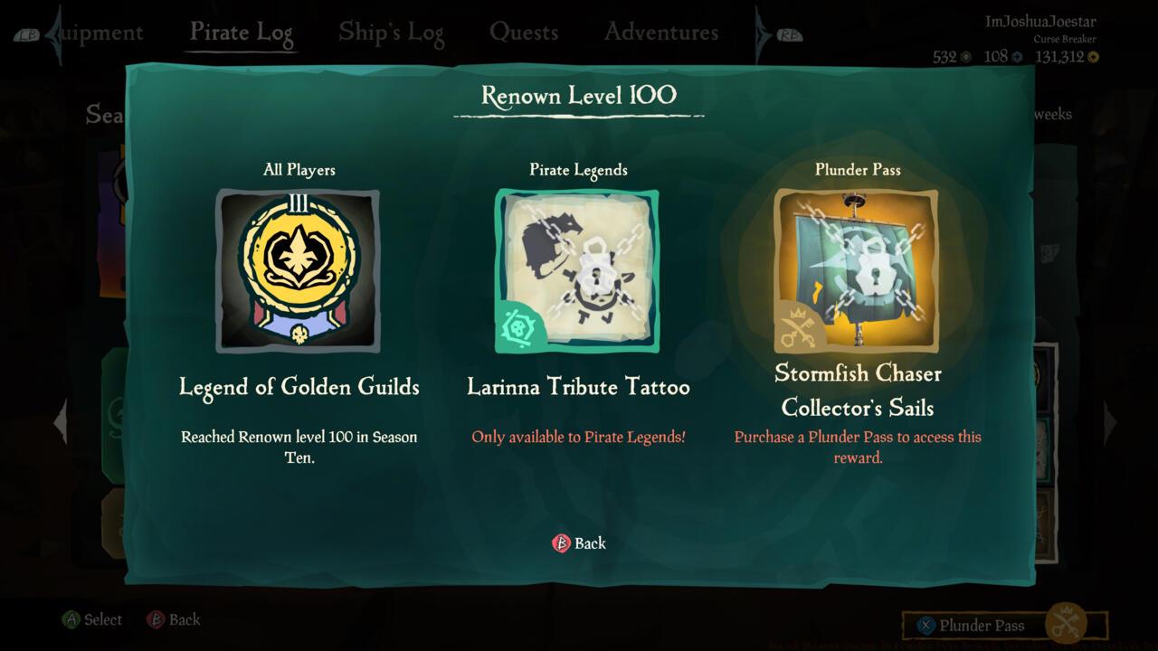 Legend of Golden Guilds - Larinna Tribute Tattoo (Pirate Legend) - Stormfish Chaser Collector's Sails (Plunder Pass)