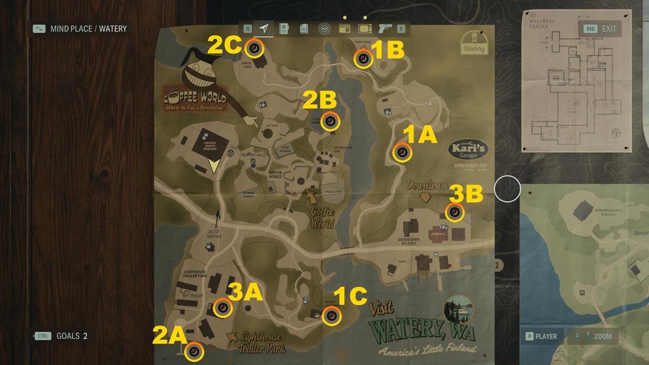 A map showing the locations of the Nursery Rhymes in Watery