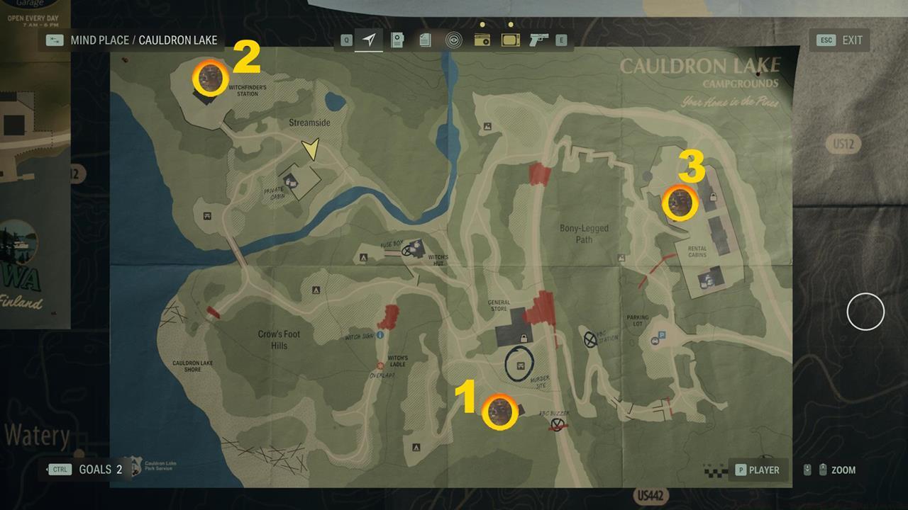 A map showing the Deer Heads in Cauldron Lake.