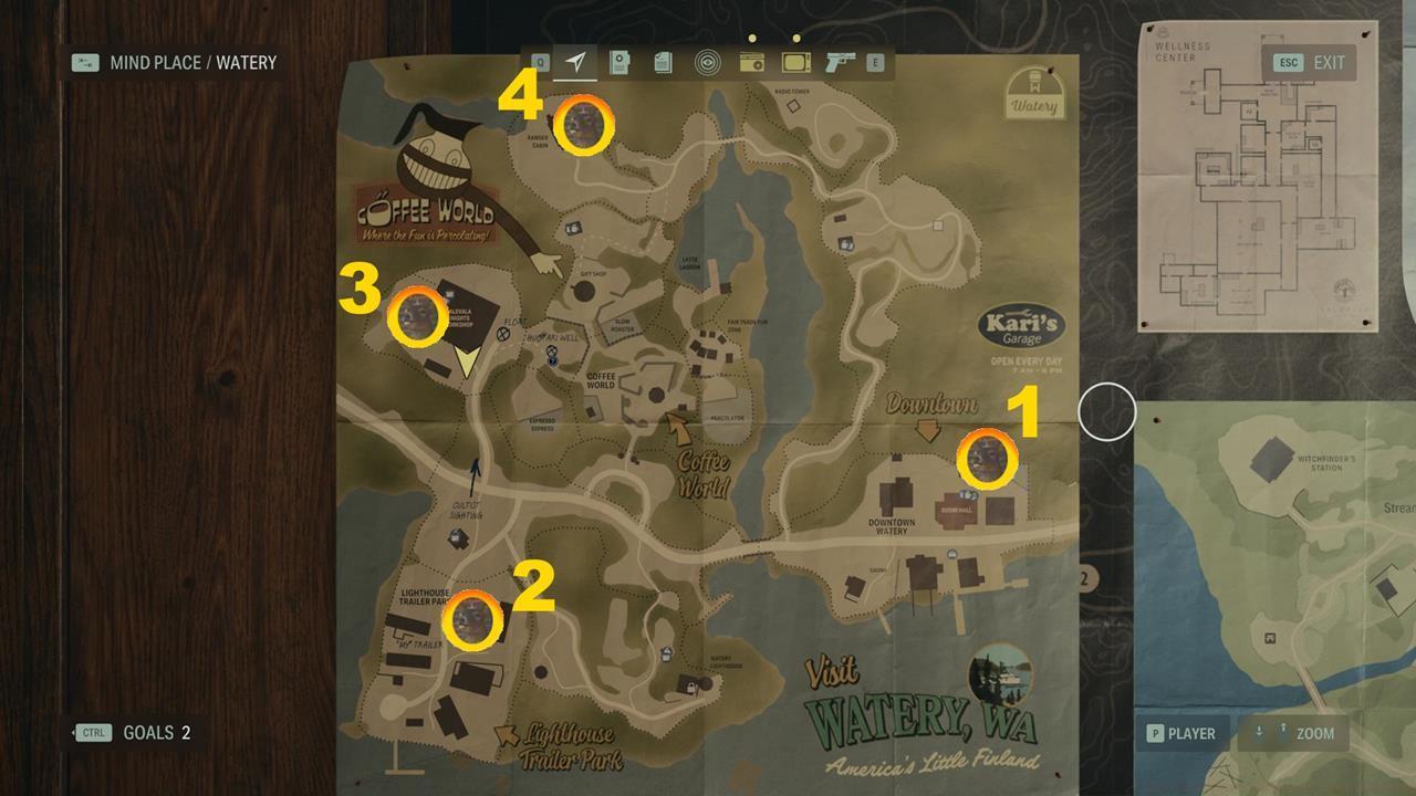 A map showing the Deer Heads in Watery.