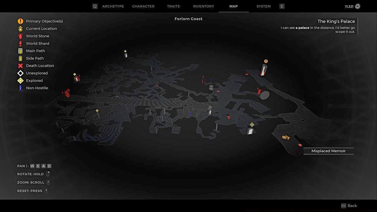 We found the Misplaced Memoir much later after we had explored most of the Forlorn Coast.