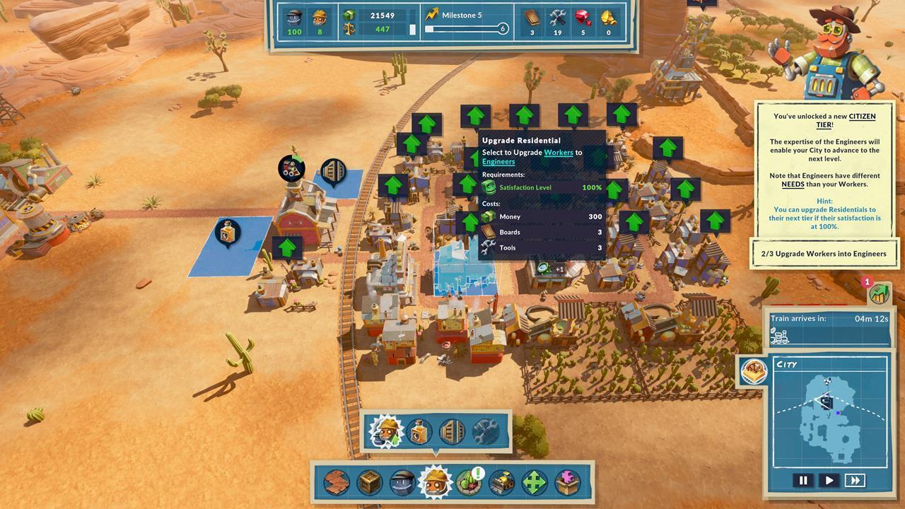 Maxing out the satisfaction of a particular citizen tier lets you upgrade a residential building to a new tier.