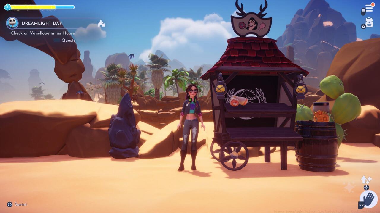 Gaston sells various proteins at his stall in The Wastes.