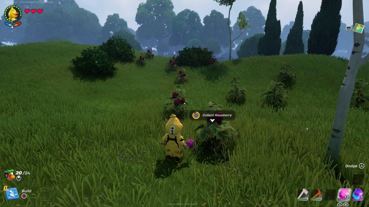 Hold down the button to keep eating or harvesting