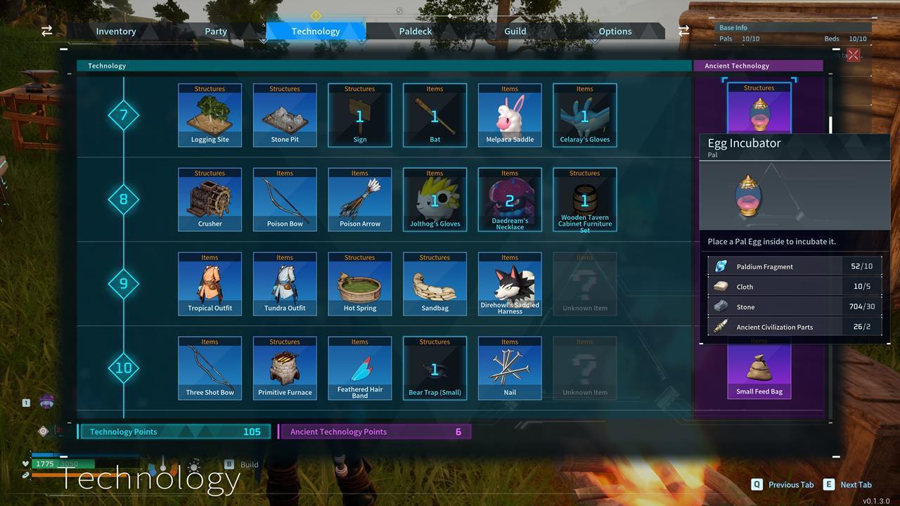 The Egg Incubator needs to be unlocked and built.