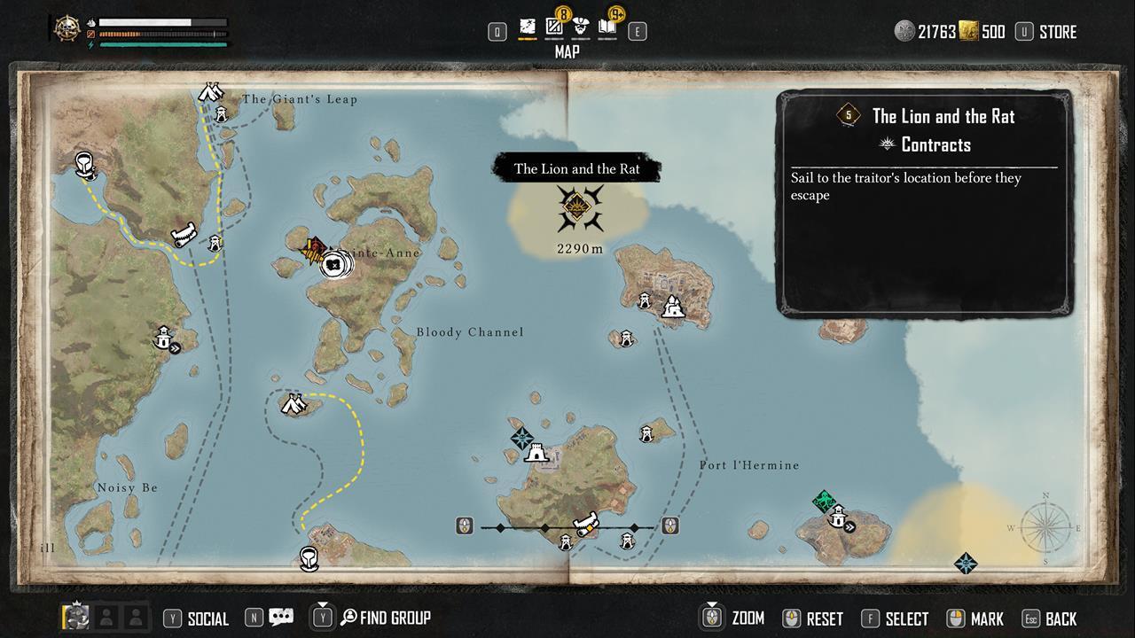 A map showing the location of the mission objective.