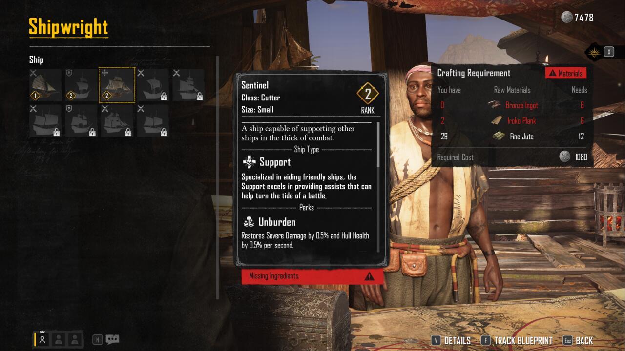 The in-game description for the Sentinel Cutter ship.