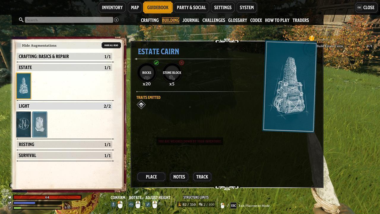 You only need a few materials to build an Estate Cairn in Nightingale.