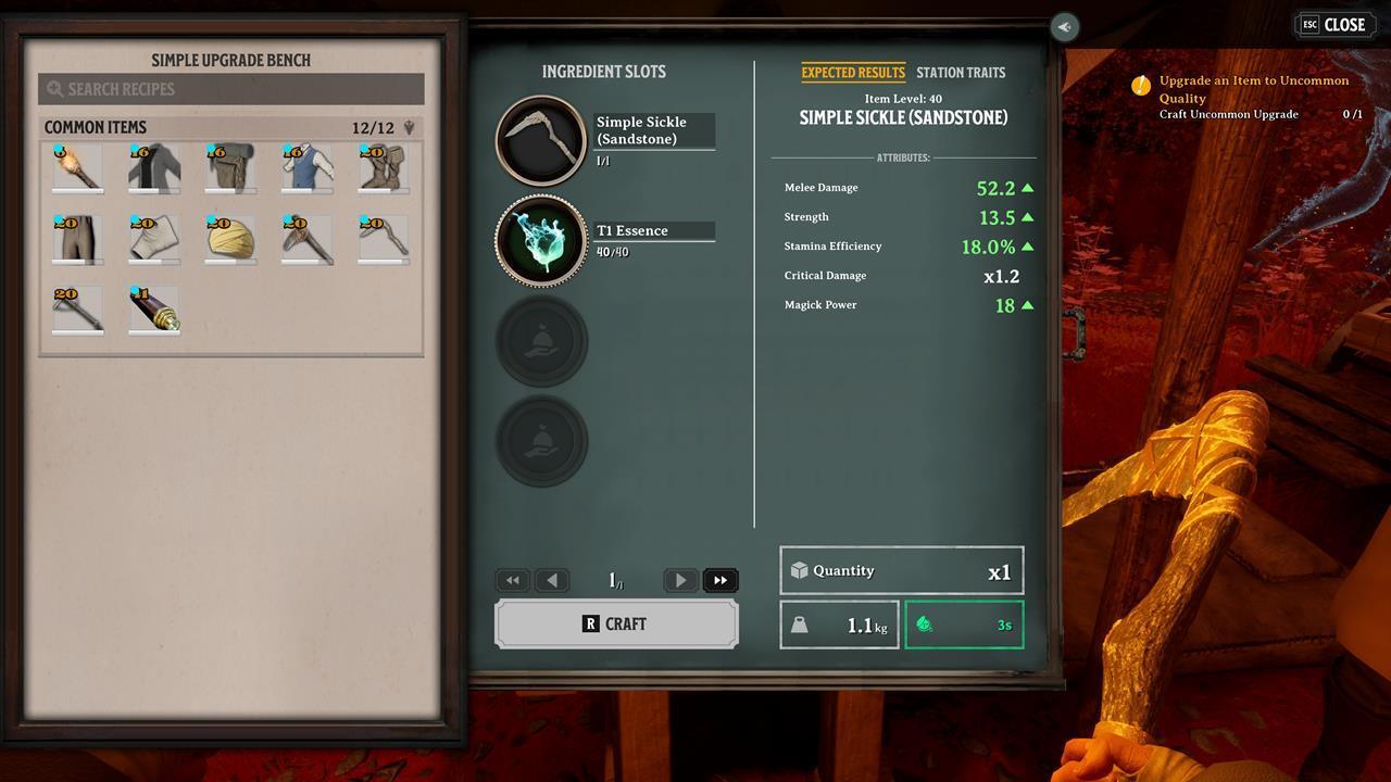 The aptly named Upgrade Bench boosts your weapon's stats and rarity.