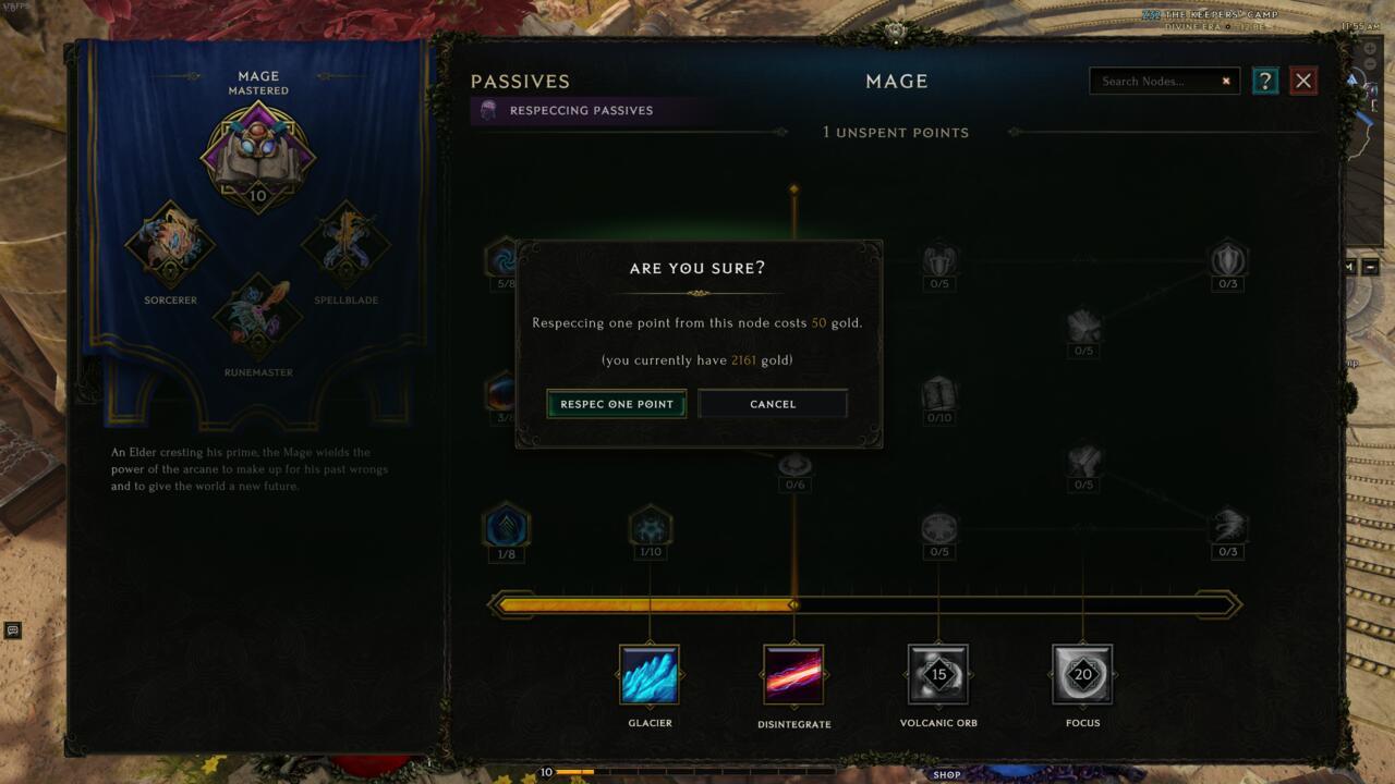 You can respec your skills from within this menu.