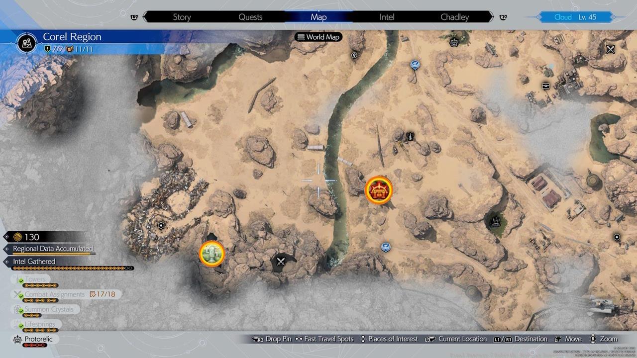 A map showing the location of the third Modular Reactor and Cactuar Rock.