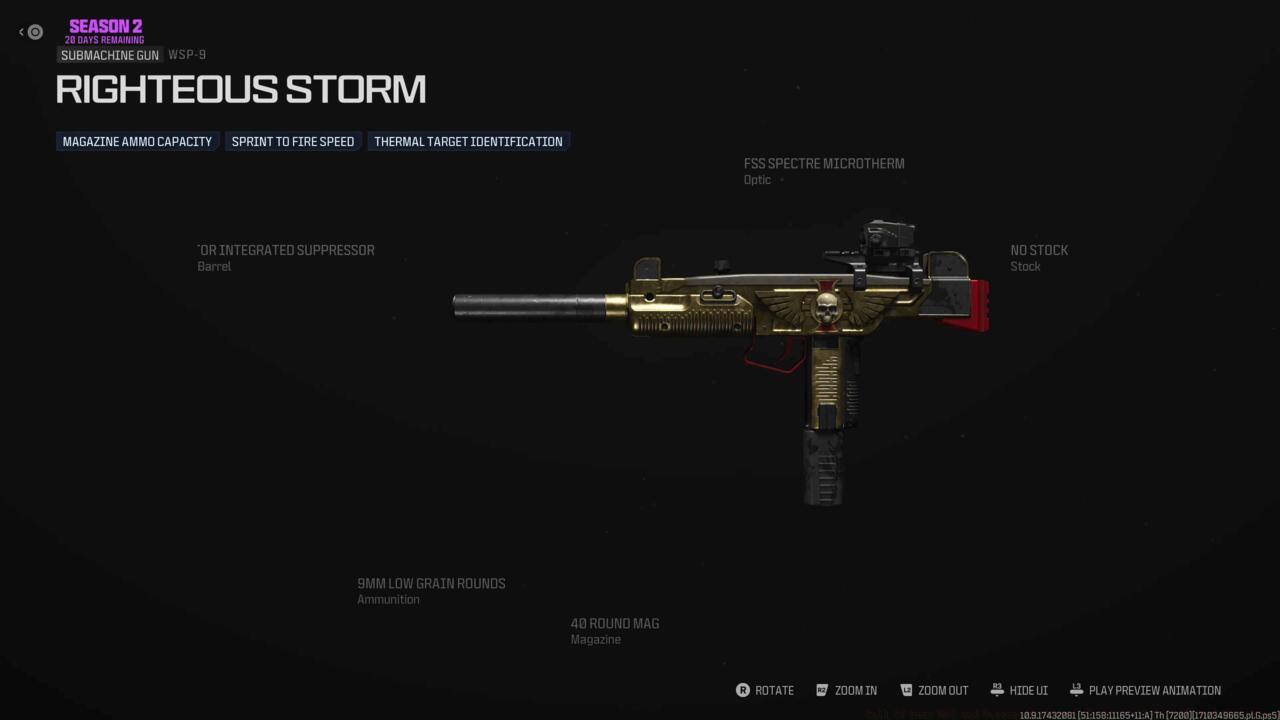 Righteous Storm weapon blueprint preview