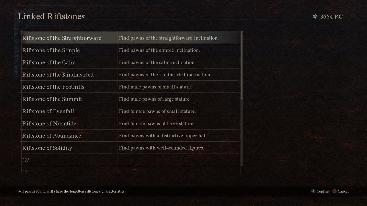 Searching for inclinations/behavior via Linked Riftstones