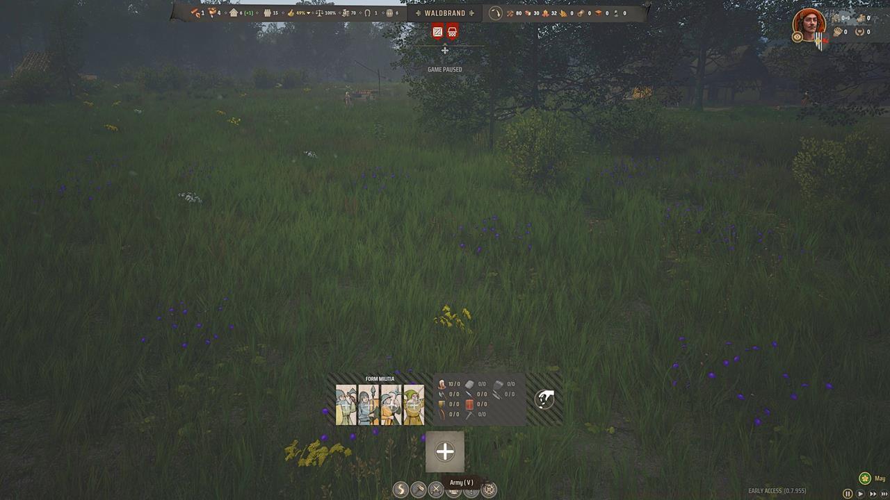 The Army button has a panel that lets you recruit more units.