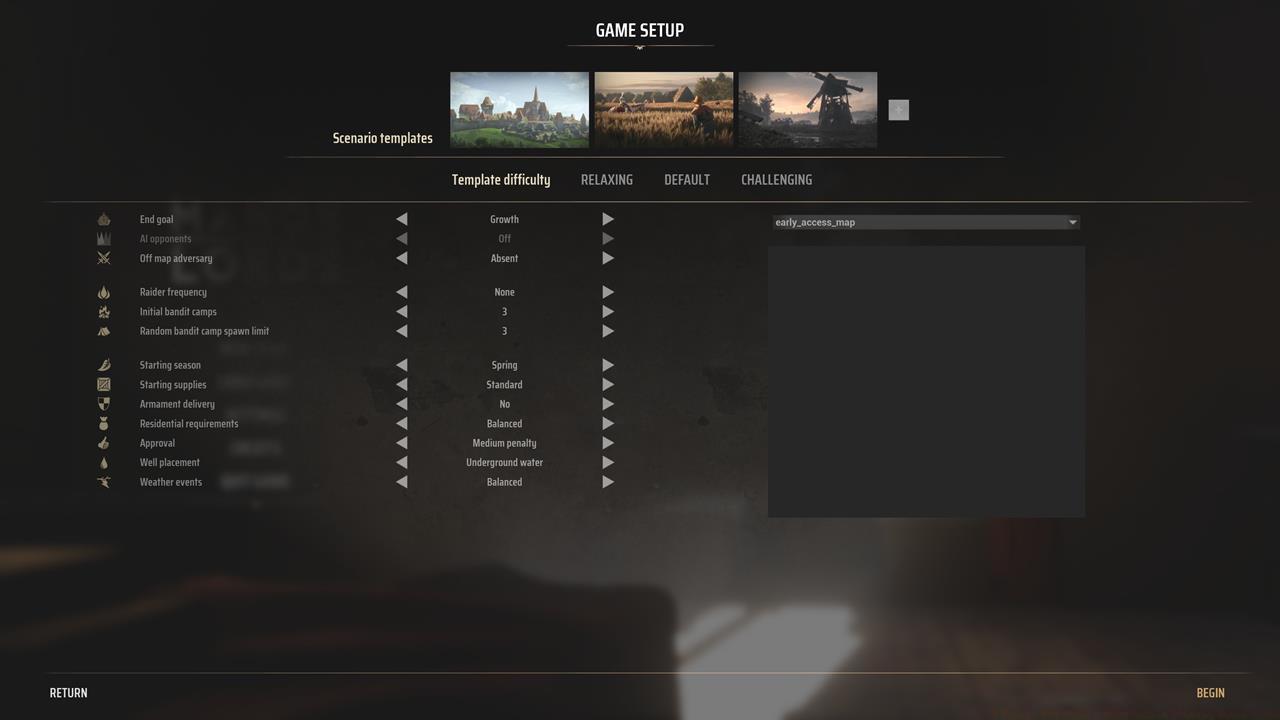 Choose a game setup that focuses on city-building