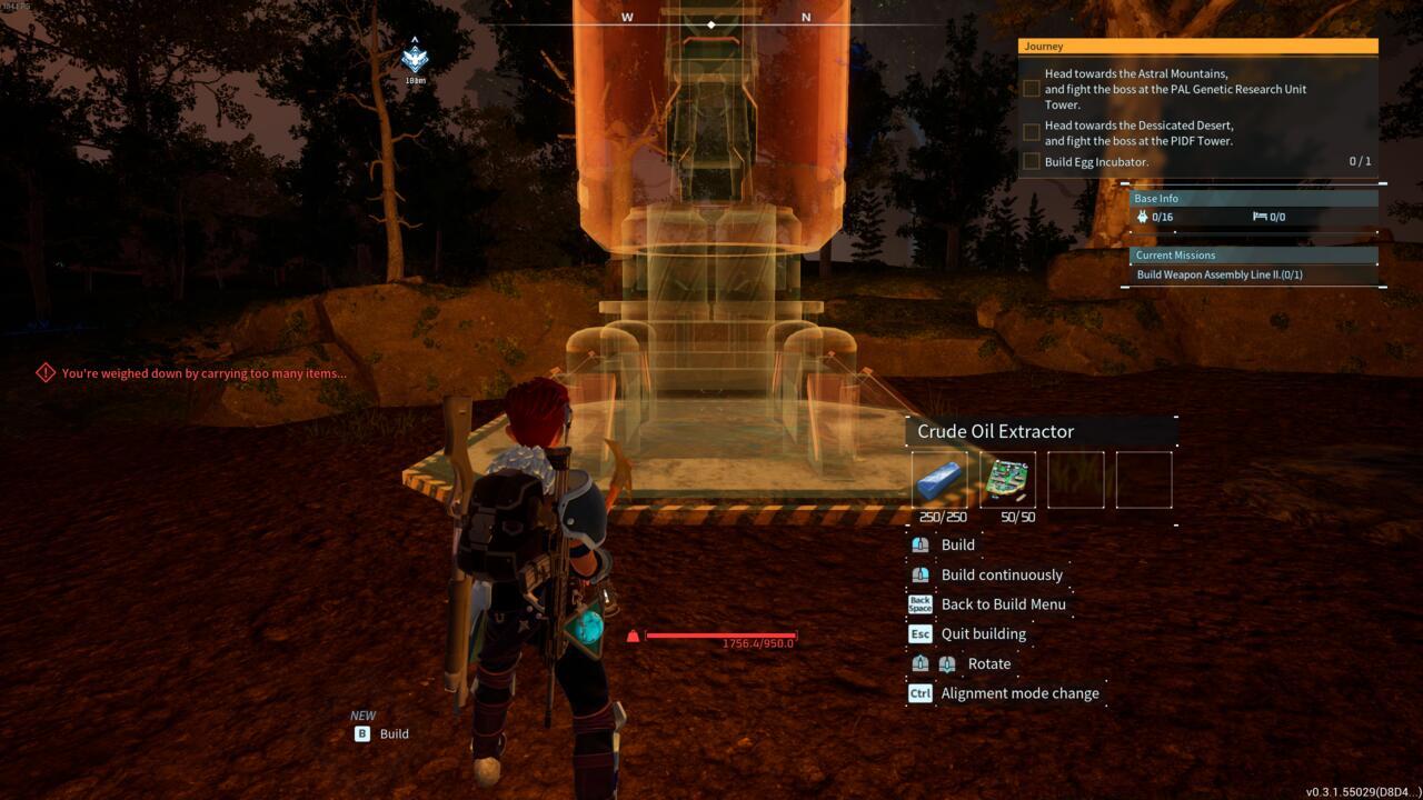 Building the Crude Oil Extractor over the oil mound. 