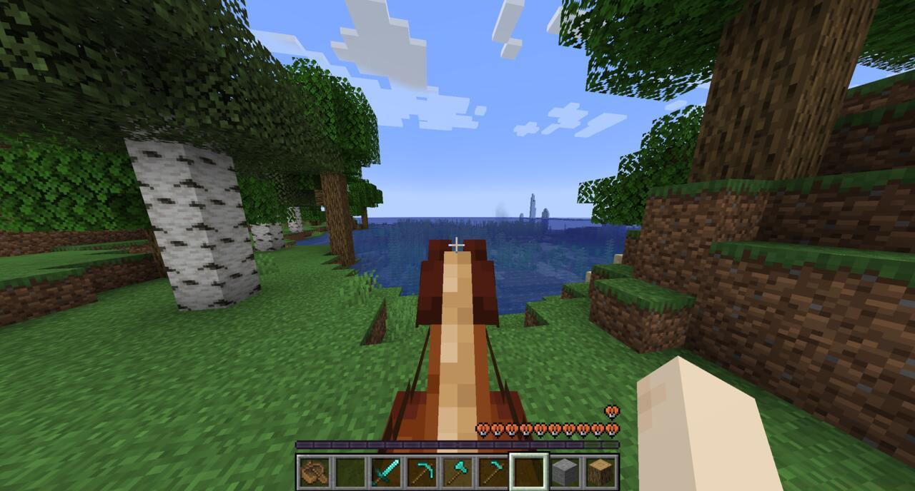 Saddling a horse in Minecraft