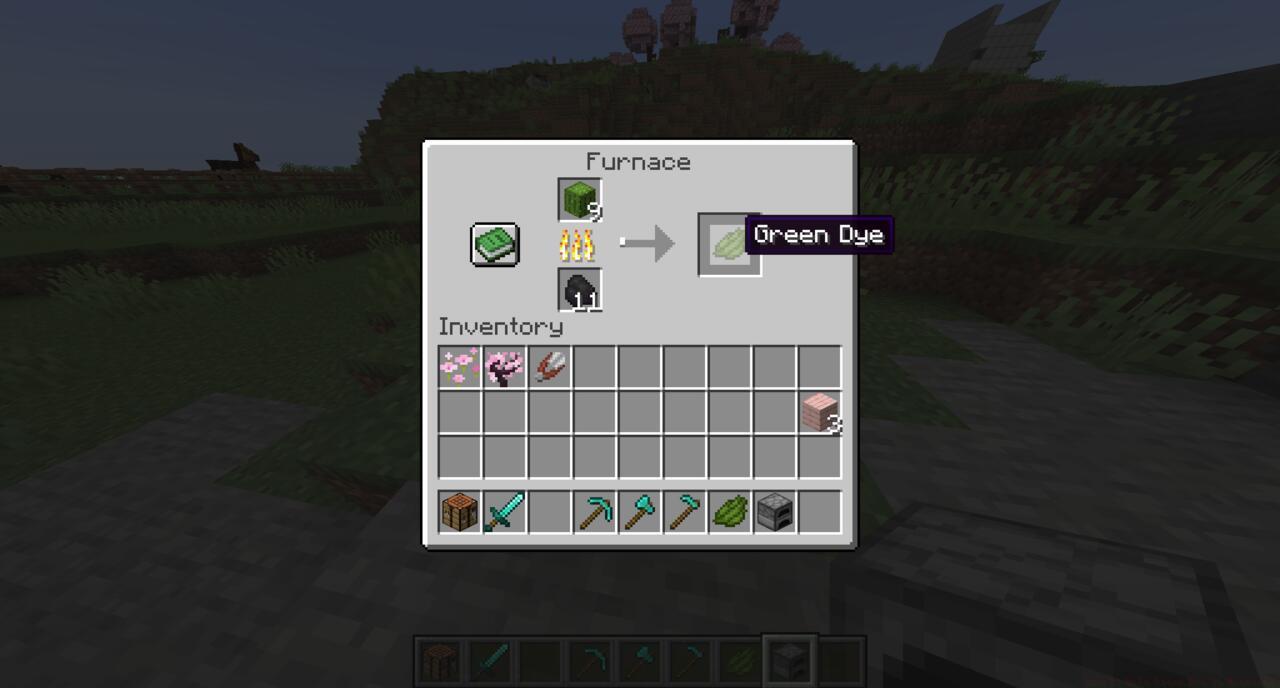 Smelting a cactus results in Green Dye