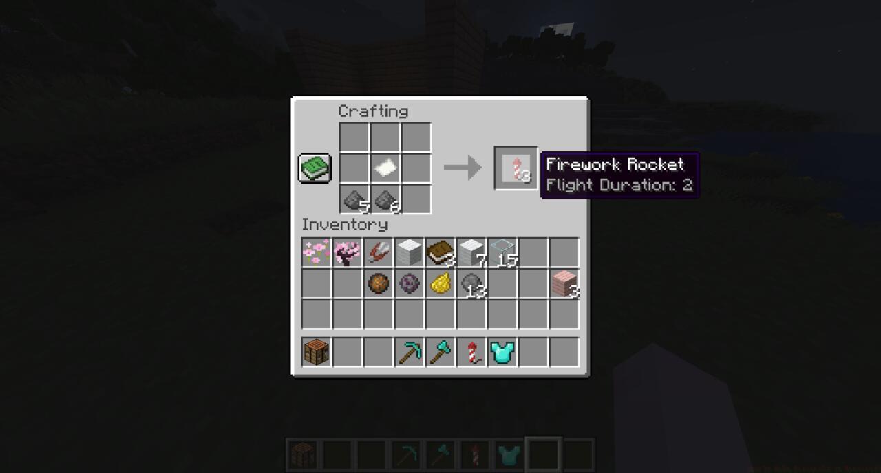 The recipe for one Firework Rocket