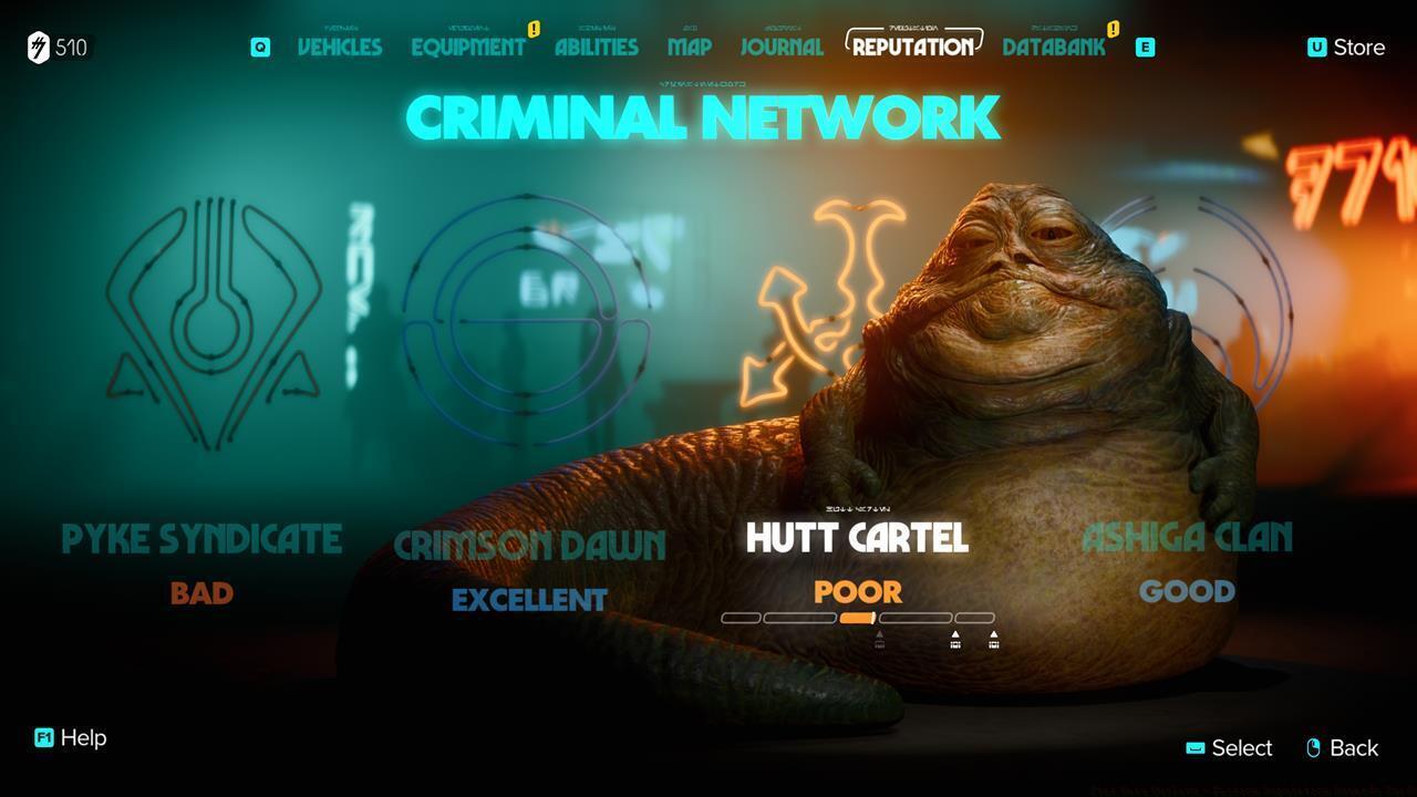 Hutt Cartel faction reputation rewards